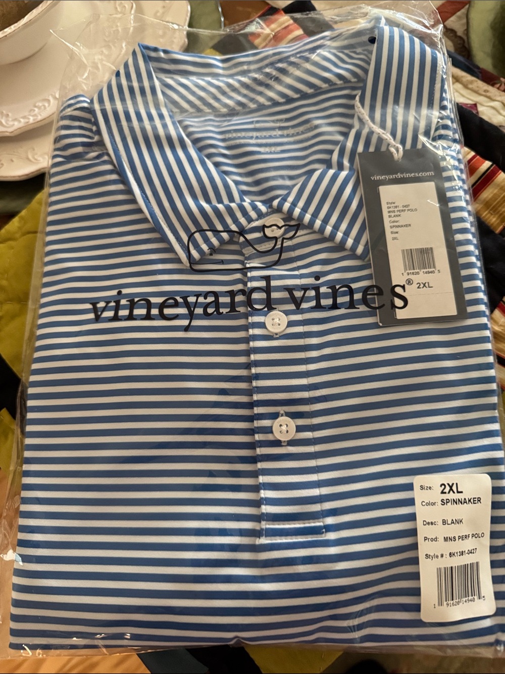 Vineyard Vines Spinnaker Stripe Polo in Blue and White